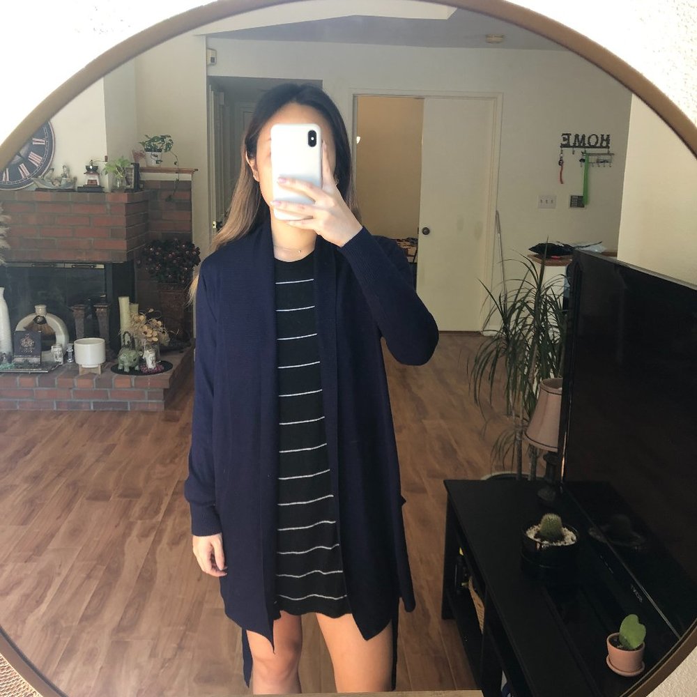Zara navy blue cardigan with belt tie